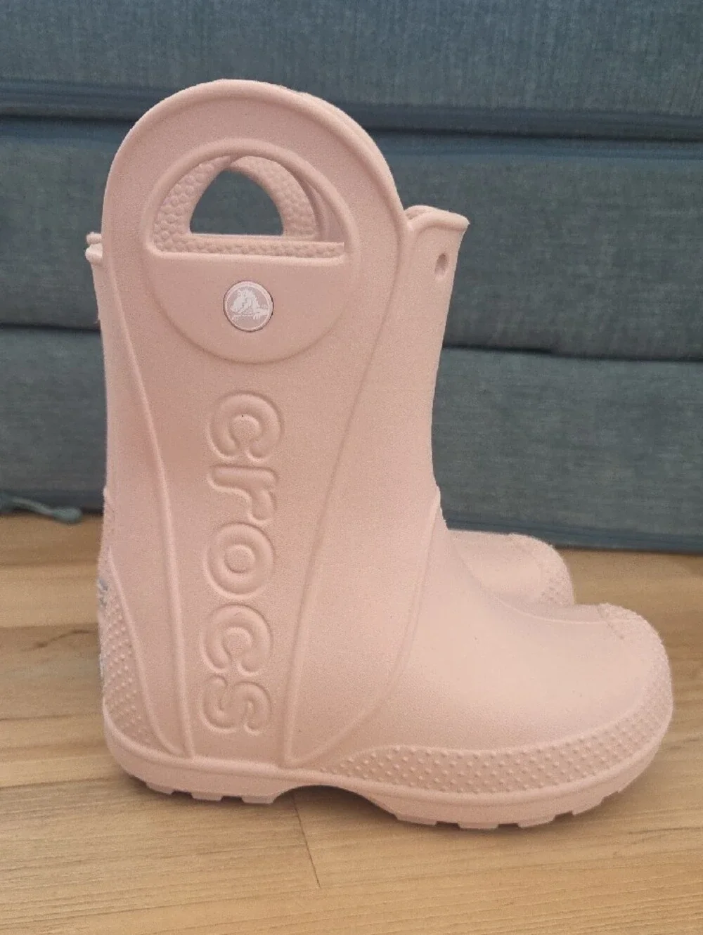 CROCS Kids Light Pink Rain & Snow Boots with Handles